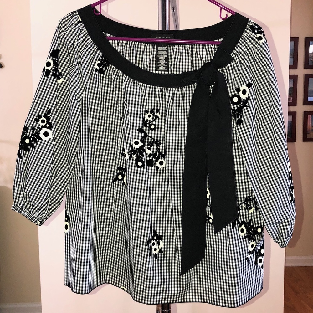 Marc Jacobs Gingham and Floral Print Blouse